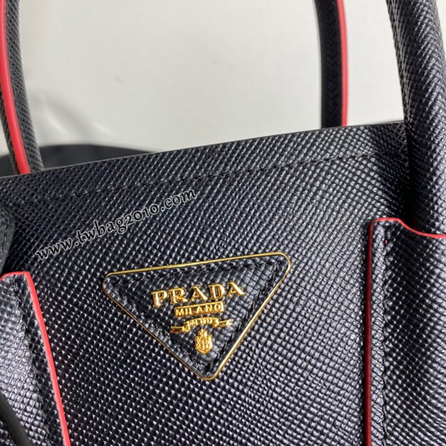 Prada專櫃新款迷你號DoubleBagmini號購物袋 1BG443 普拉達粗十字紋牛皮手提女包 csp1101